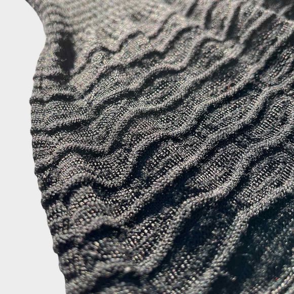 2000s Missoni Merino Wool Knit Dress 40 Black Bell Sleeve Knee Length Witchy Y2K - Picture 6 of 8